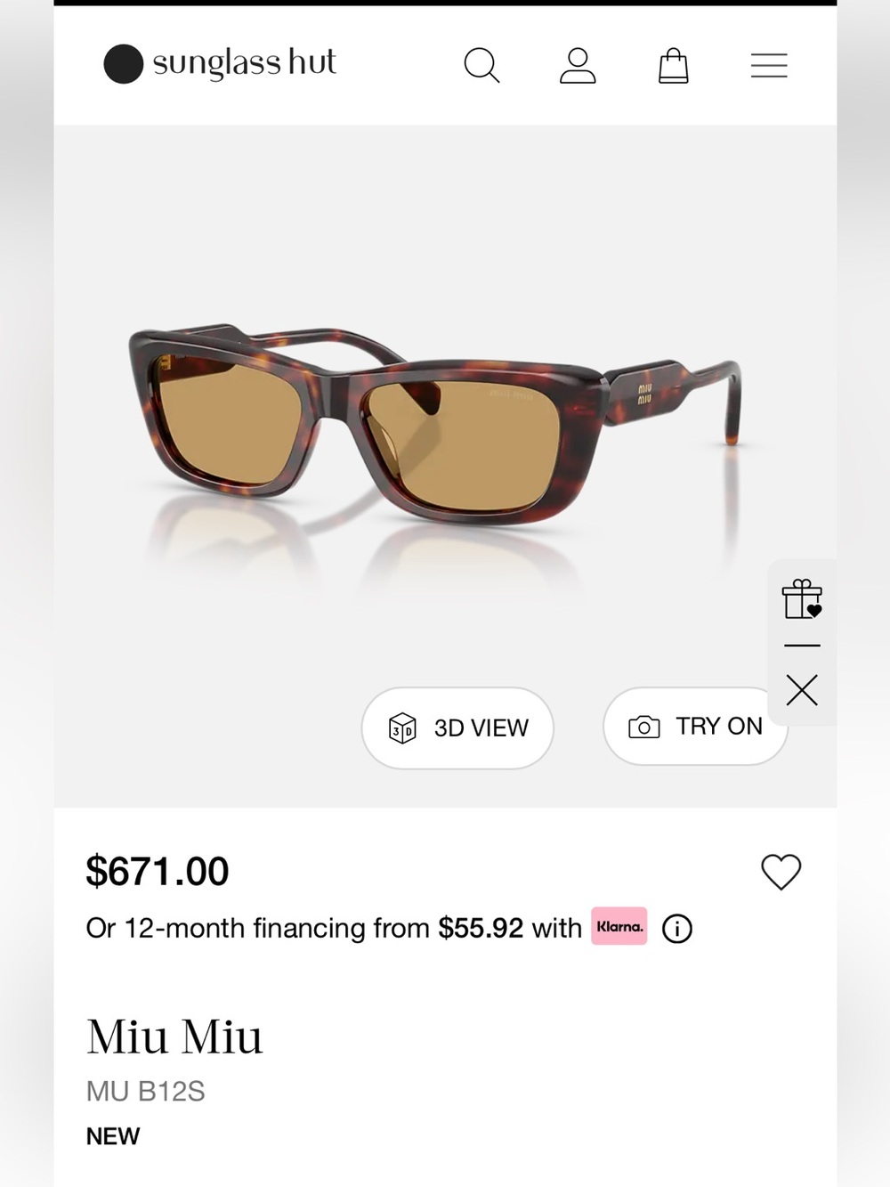 π₯Miu Miu Tortoiseshell Rectangular Sunglasses brand new with case authentic